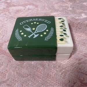 New preppy Green and White wine tennis matchbook Trinket Box